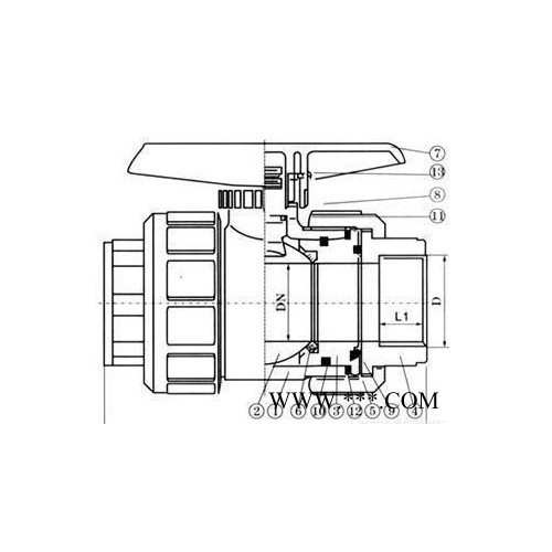 上海申歐通用塑料閥門廠Q61F-6S-DN20 FRPP增強聚丙烯焊接球閥