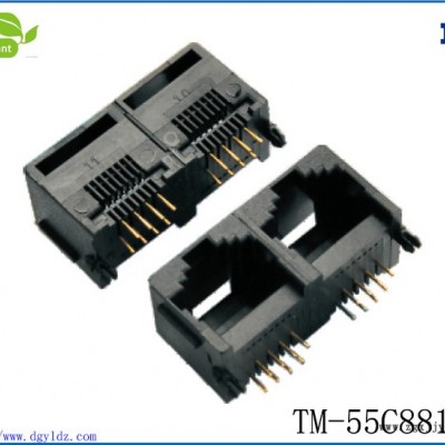 定制RJ45插座8P8C PBT黑色PCB JACK網(wǎng)絡(luò)接口