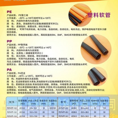 PP阻燃塑料波紋管  PP阻燃聚丙烯   耐溫-20℃~＋120℃ 短時(shí)可達(dá)＋140℃