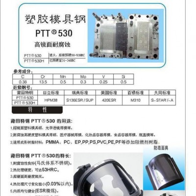 超鏡面、高硬度、高耐腐蝕《PTT品牌近似鋼號STAVAX ESR》模具鋼