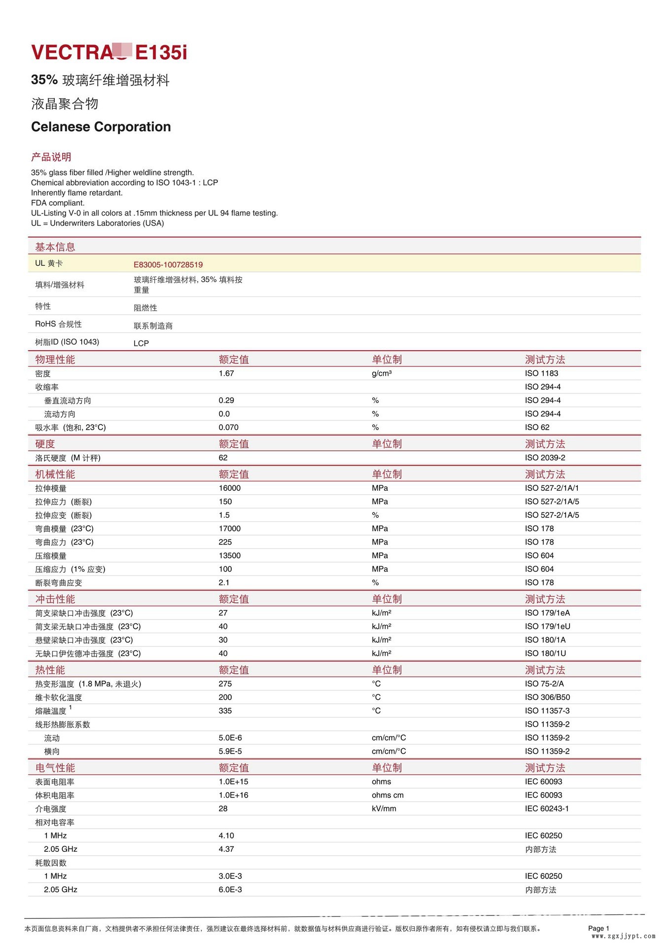 LCP/泰科納/E135I 35%玻纖增強(qiáng) SMT對(duì)應(yīng) 耐高溫275 防火V0示例圖2