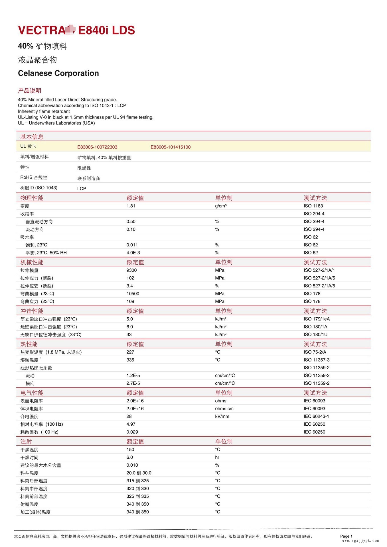 LCP/泰科納/E840i LDS 40%礦物增強 SMT對應(yīng) 耐高溫227度 防火V0示例圖2