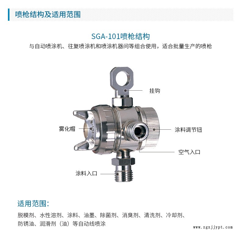 日本巖田噴槍 油漆噴槍 SGA-101 脫模劑自動(dòng)噴槍 簡(jiǎn)易自動(dòng)噴漆槍示例圖3